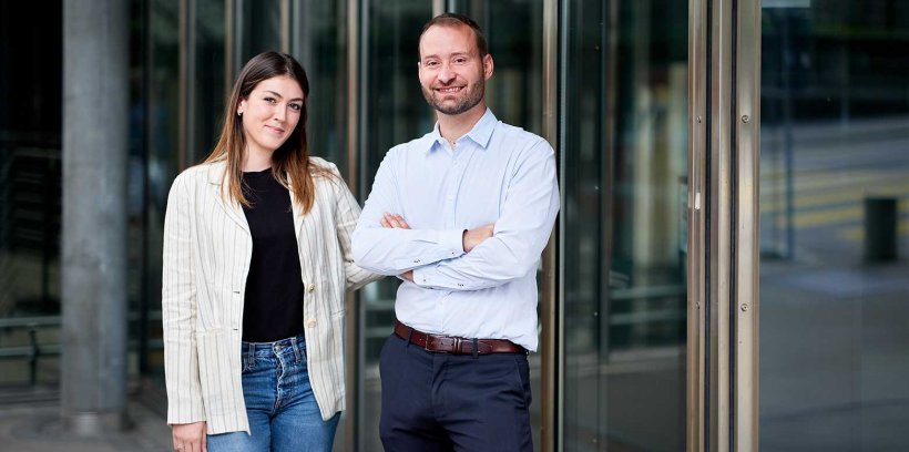 Nanoflex founder and ETH alumnus Christophe Chautems together with Silvia...