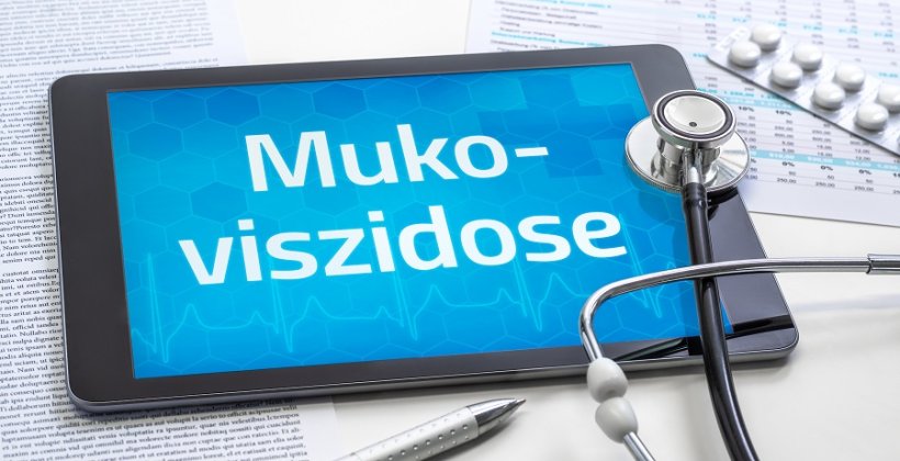 Ein Tablet mit dem Text Mukoviszidose auf dem Display