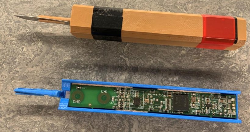 smart scalpel prototype and circuit board