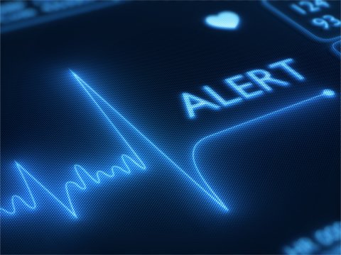 Flat line alert on a heart monitor