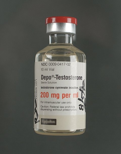 bottle of testosterone supplement