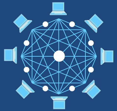 illustration of computer blockchain network