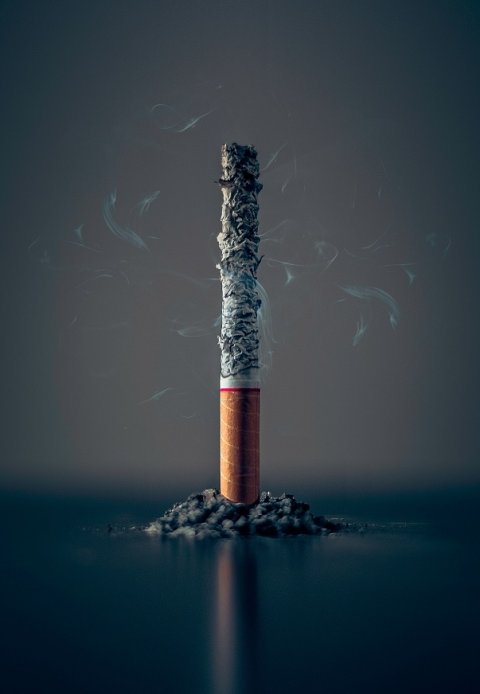 cigarette burned down to ash
