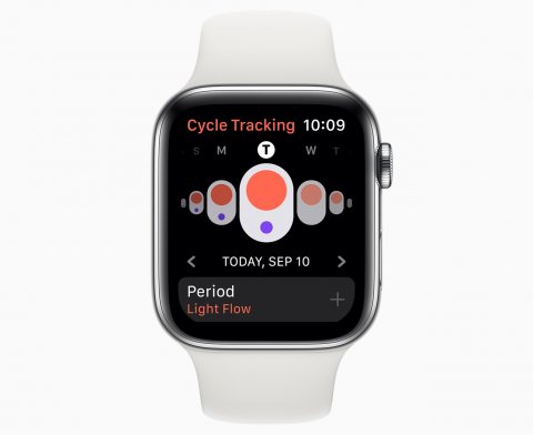 apple smartwatch displaying women's health app