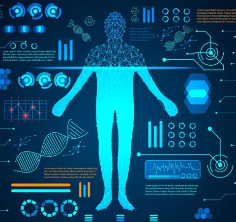abstract technology concept human body digital health care