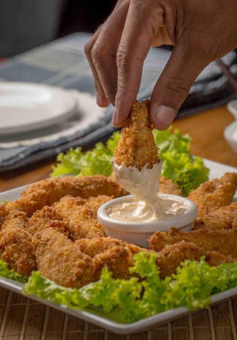 fried food with white dip