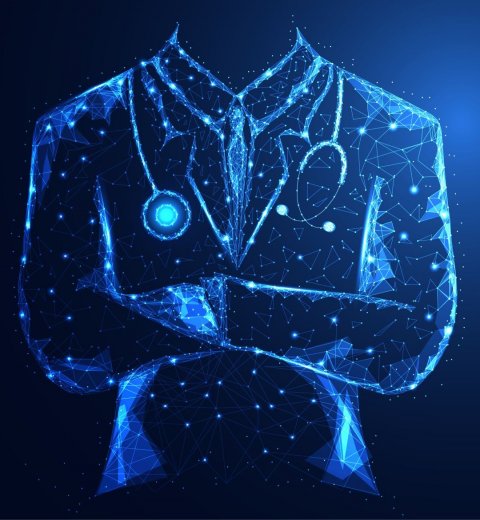 illustration of doctor wearing coat and stehoscope