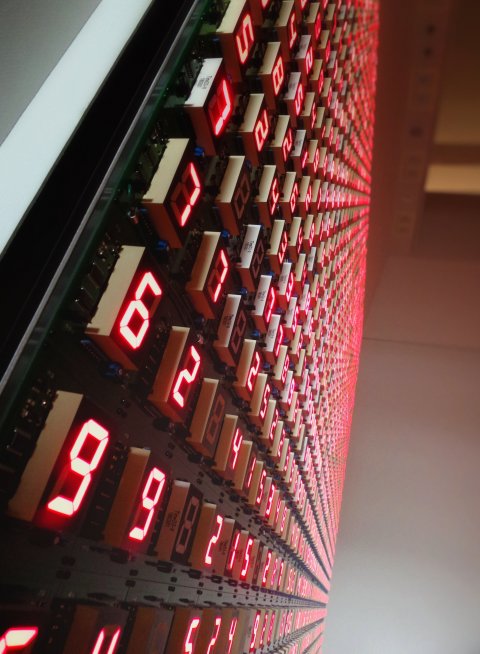 rows of red digital numbers