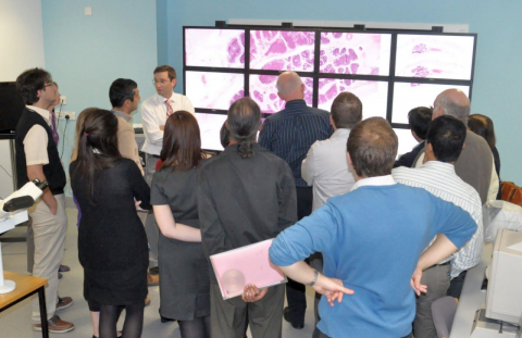 Dr Darren Treanor in the Digital Pathology Laboratory in Leeds