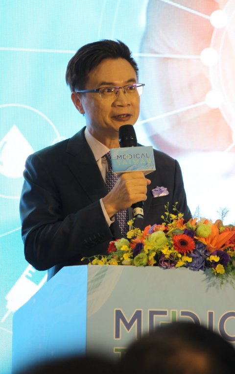 James C. F. Huang speaking at the Medical Taiwan 2023 opening ceremony