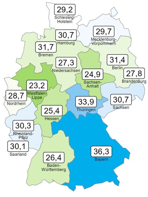 map of germany indicating palliative care quality