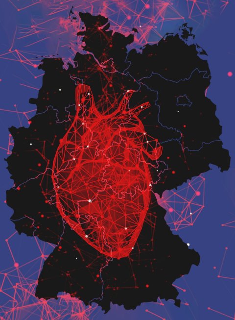 Eine Deutschland-Karte mit darübergelegtem Herz