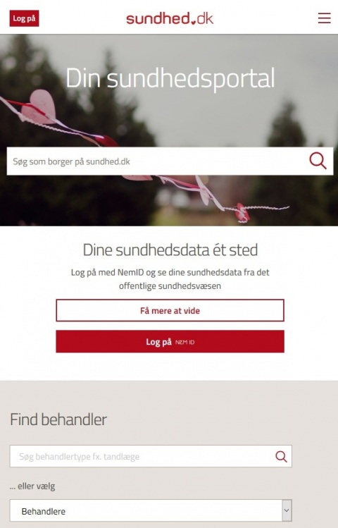 screenshot of danish health portal sundhed.dk